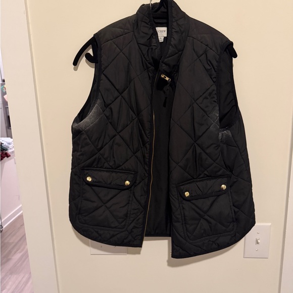 J. Crew Factory Jackets & Blazers - Black Quilted Vest with Gold Accents